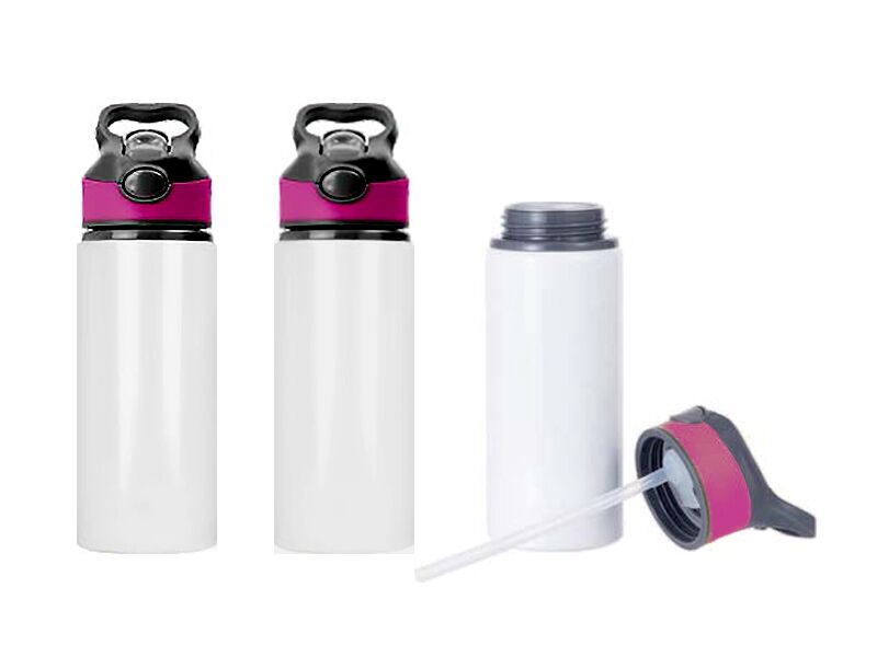 B-Present בקבוק מים עם קש להדפסה אישית פקק ורוד